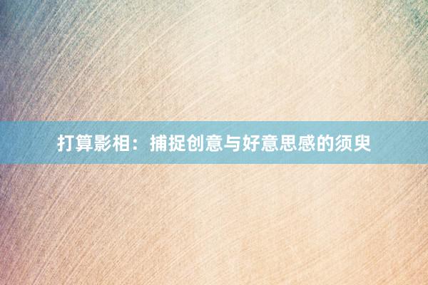打算影相：捕捉创意与好意思感的须臾